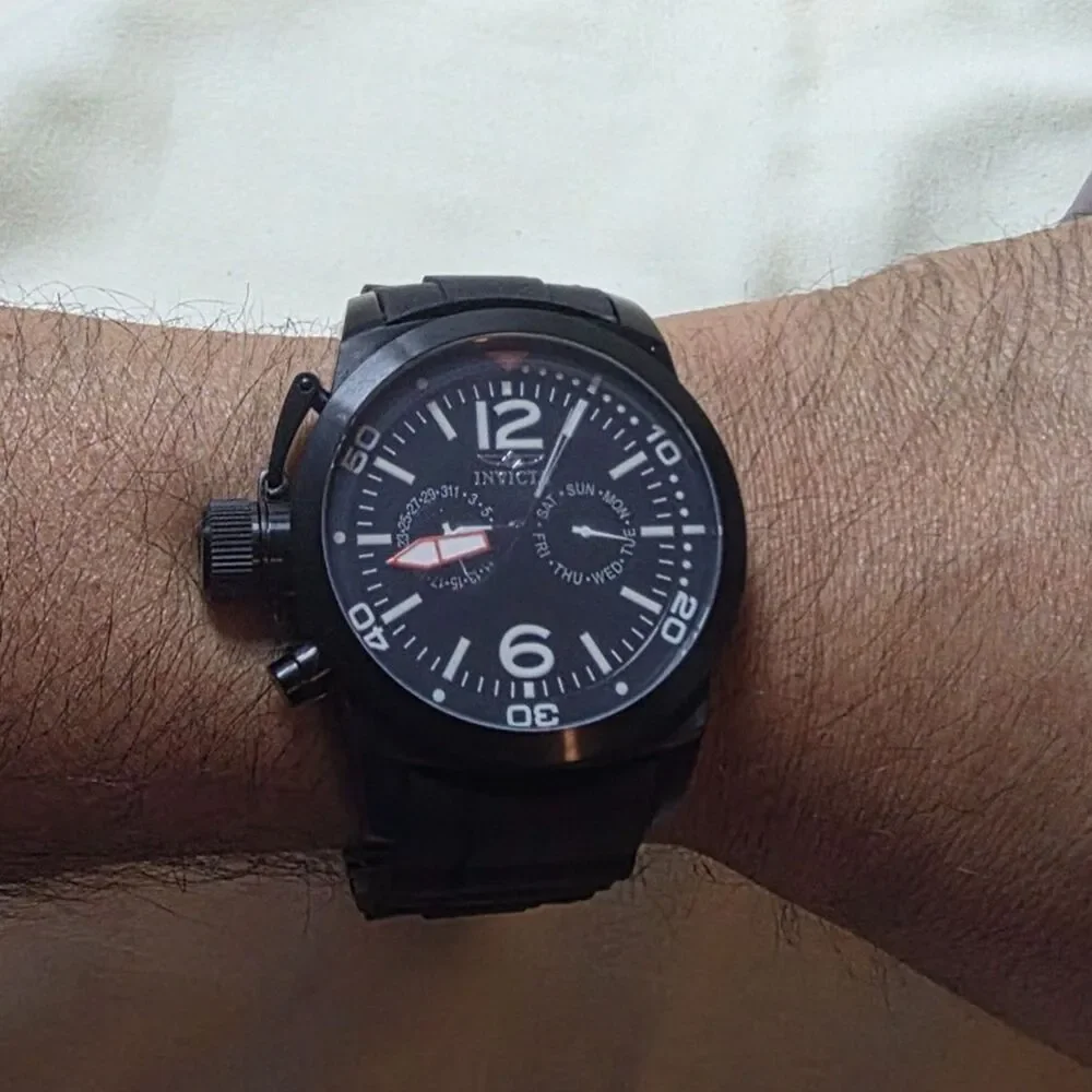 Invicta Sea Spider Black Canteen Men's Watch 50mm Quartz Day Date Case Included